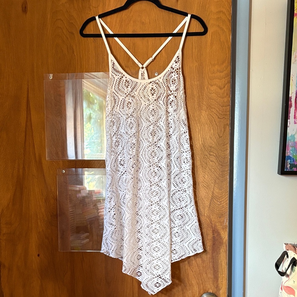 BECCA Swim White Coverup Lace Crochet Dress